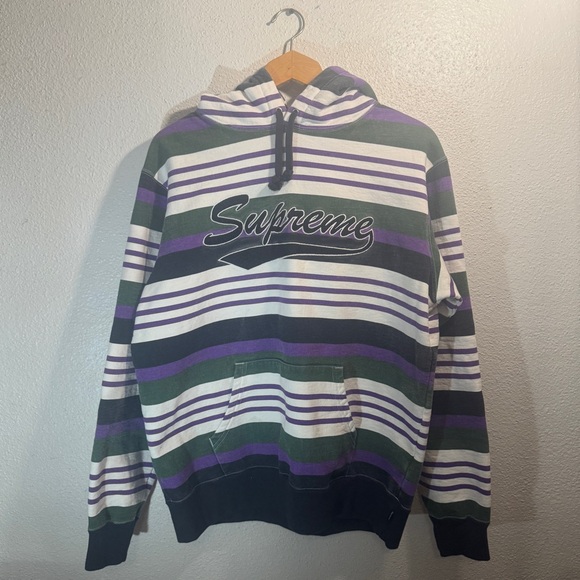 Supreme SS/18 Striped Hooded Sweatshirt - Picture 1 of 4